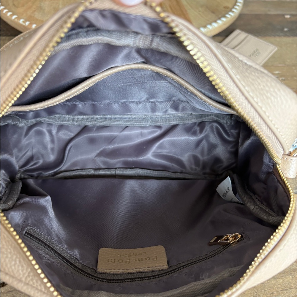 Pom Pom London Original Crossbody Bag Purse Stone Beige NEW - Picture 4 of 16